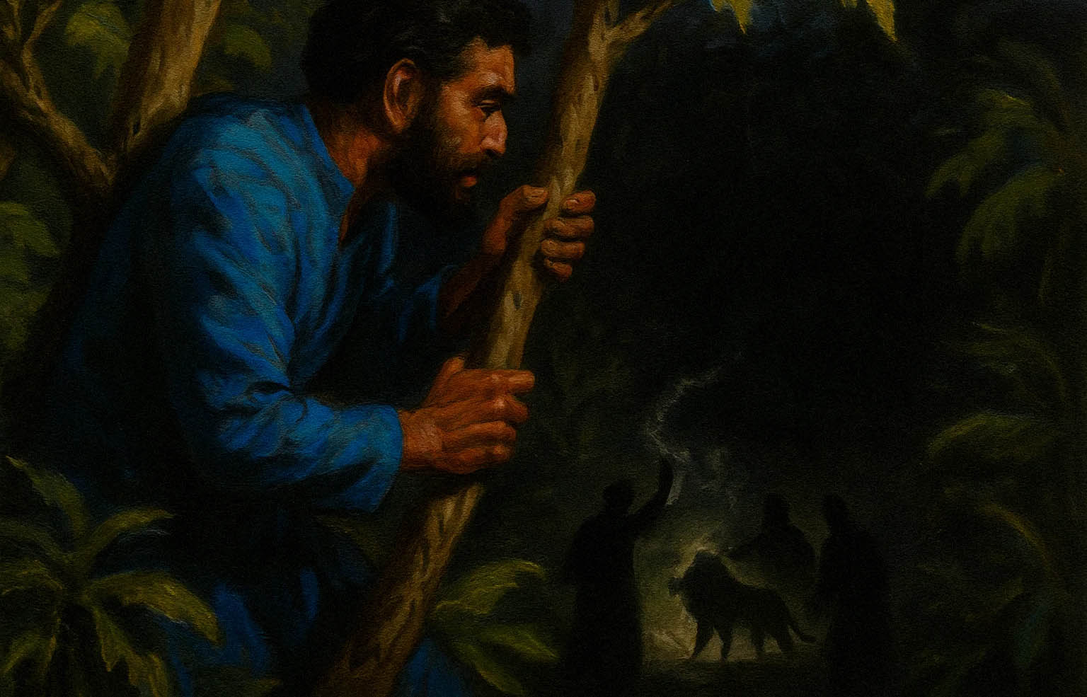 Painting of the ferocious lion from the Indian fable of the Lion-Makers.