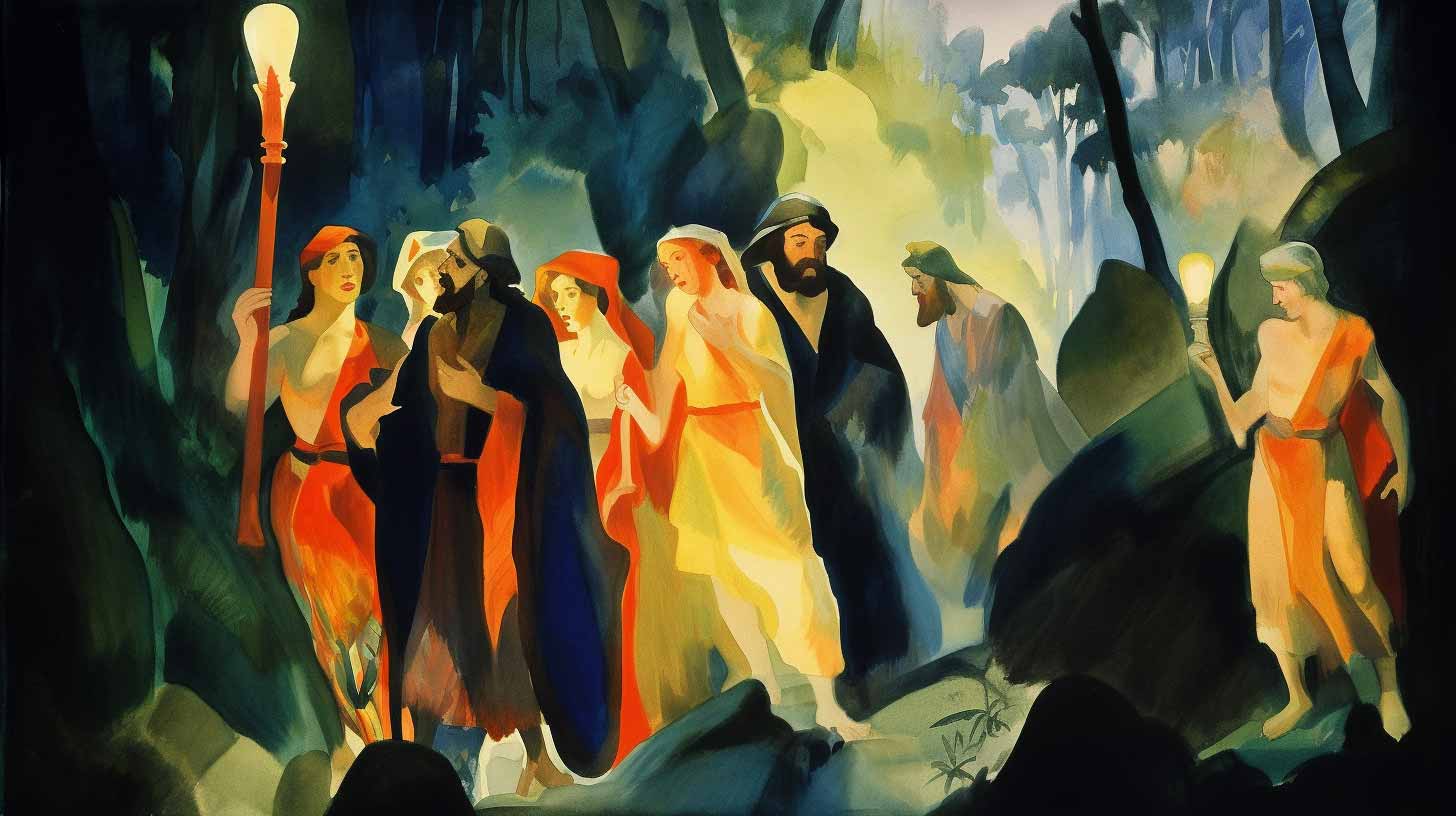 A painting of various Jewish parables.