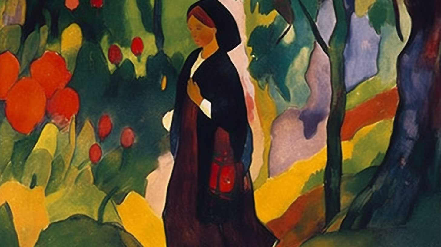 Painting of the Wise Woman of Tekoah travelling through the Kingdom of David.