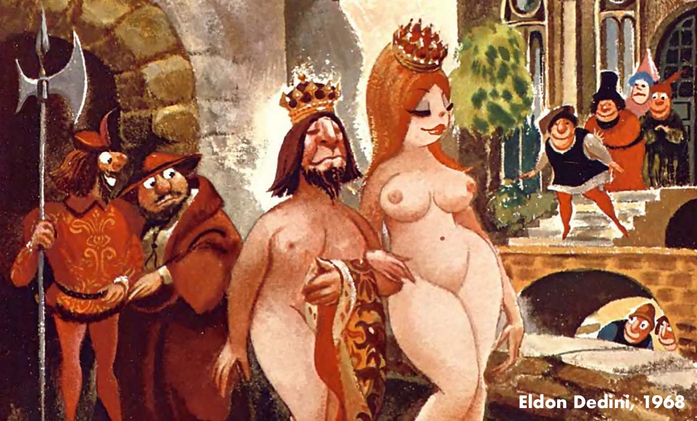 Eldon Dedini illustration of the Emperor's New Clothes fairy tale.