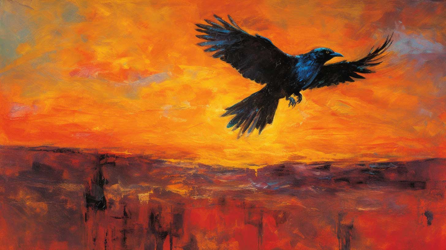A crow searching for water in the blazing heat.