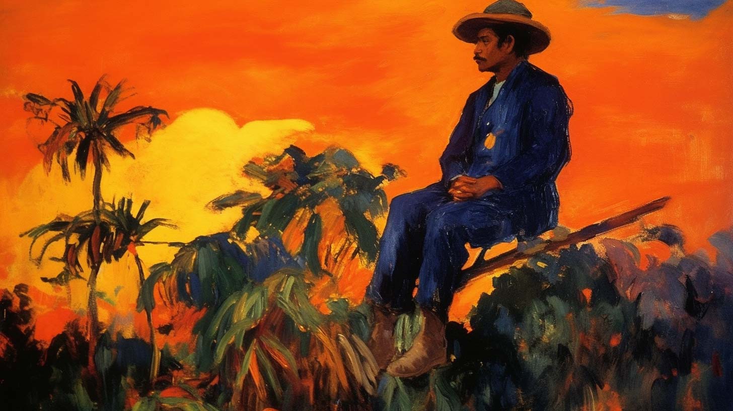 The psychoanalyst from Augusto Monterroso's fable of the rabbit and the lion. Painted by Juan Artola Miranda.