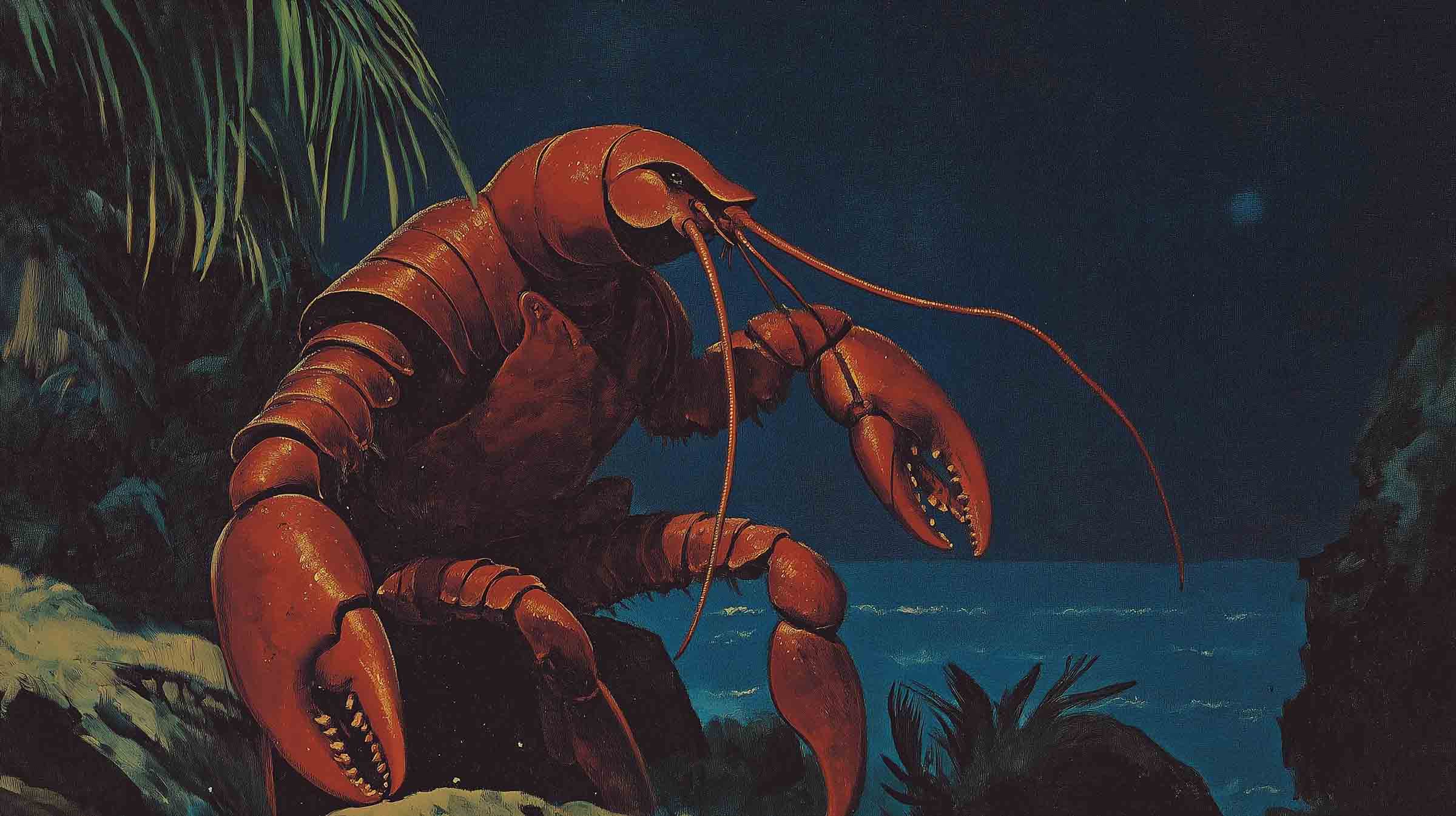Painting of the lobster from the Mexican folktale The Lobster and the Lamb.